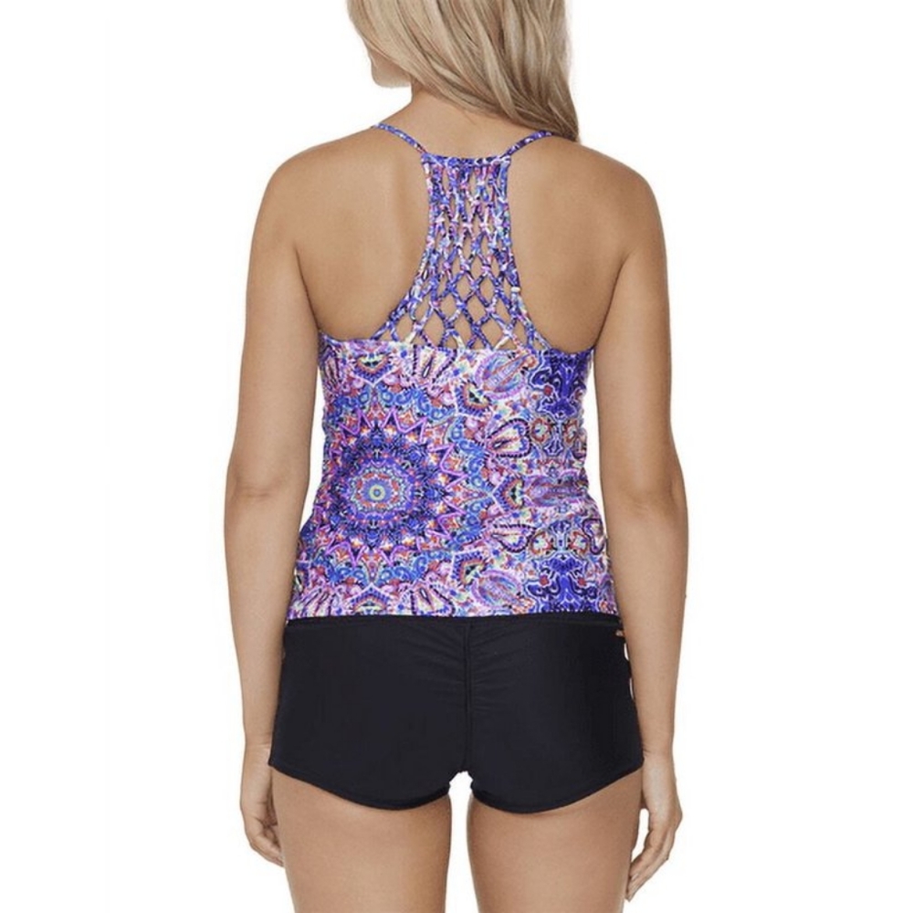 NWT, Raisins Blue Macrame Back Tankini Top - Picture 13 of 13